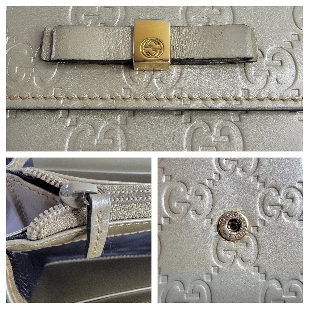 GUCCI Ssima GG Logo Ribbon Leather Long Wallet.   EUC - Picture 5 of 10